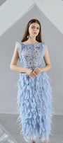 Laurel Straight Boat Neck Organza Midi Dress - MEAN BLVD
