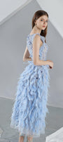 Laurel Straight Boat Neck Organza Midi Dress - MEAN BLVD