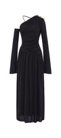 Lauren Gathered Asymmetric Shoulder Spandex Maxi Dress - MEAN BLVD