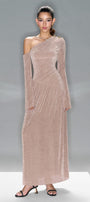 Lauren Gathered Asymmetric Shoulder Spandex Maxi Dress - MEAN BLVD