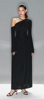 Lauren Gathered Asymmetric Shoulder Spandex Maxi Dress - MEAN BLVD