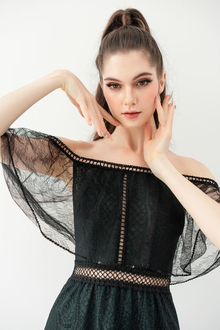 Lauren Straight Off-Shoulder Lace Midi Dress - MEAN BLVD