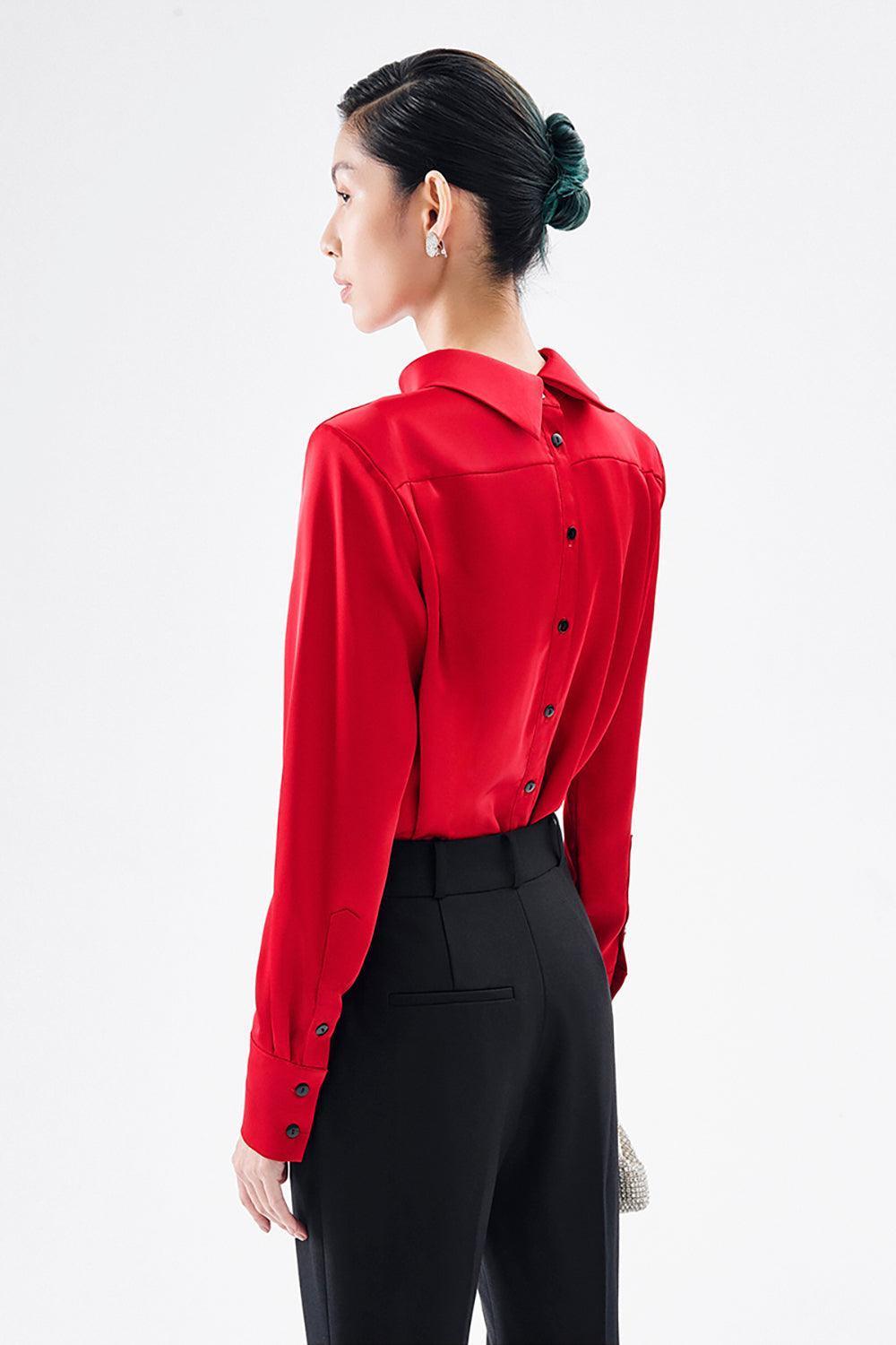 Lauriel Straight Cuff Sleeved Satin Shirt - MEAN BLVD