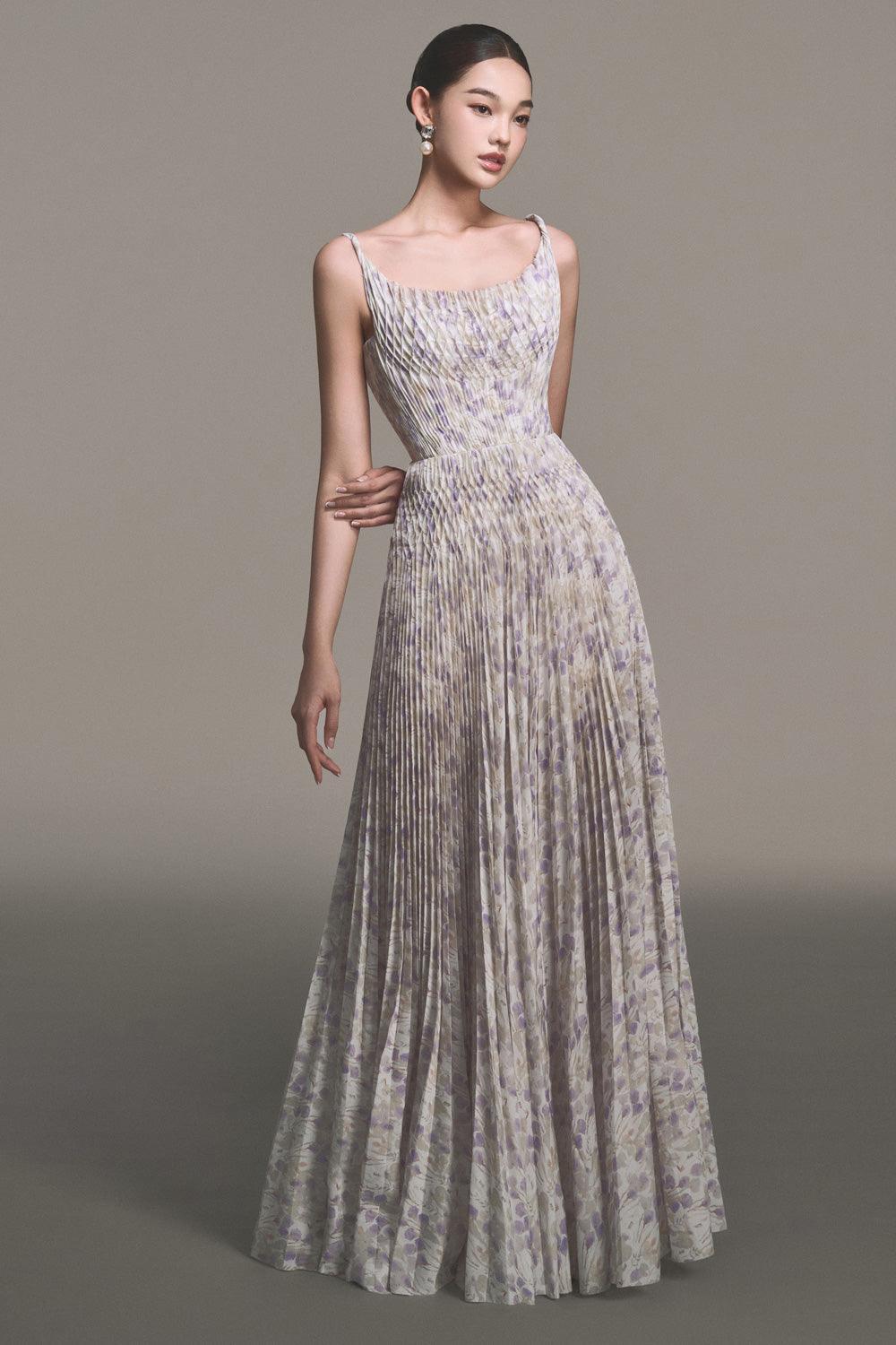 Lavender Pleated Maxi Dress - MEAN BLVD