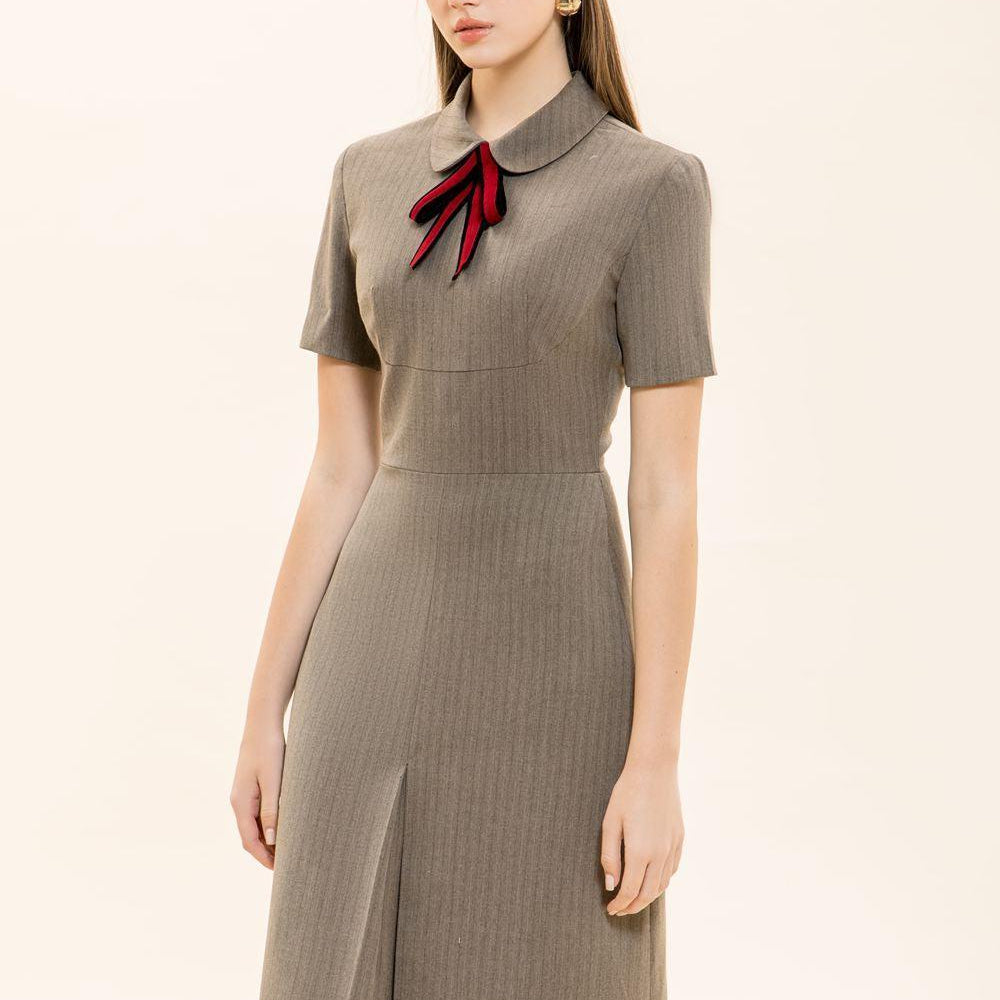Women's Lavinia A-line Short Sleeved Polyester Knee-length Dress XS/S/M/L/Customize Brown MEAN BLVD Brown / XS Women's Lavinia A-line Short Sleeved Polyester Knee-length Dress XS/S/M/L/Customize Brown MEAN BLVD Brown / XS