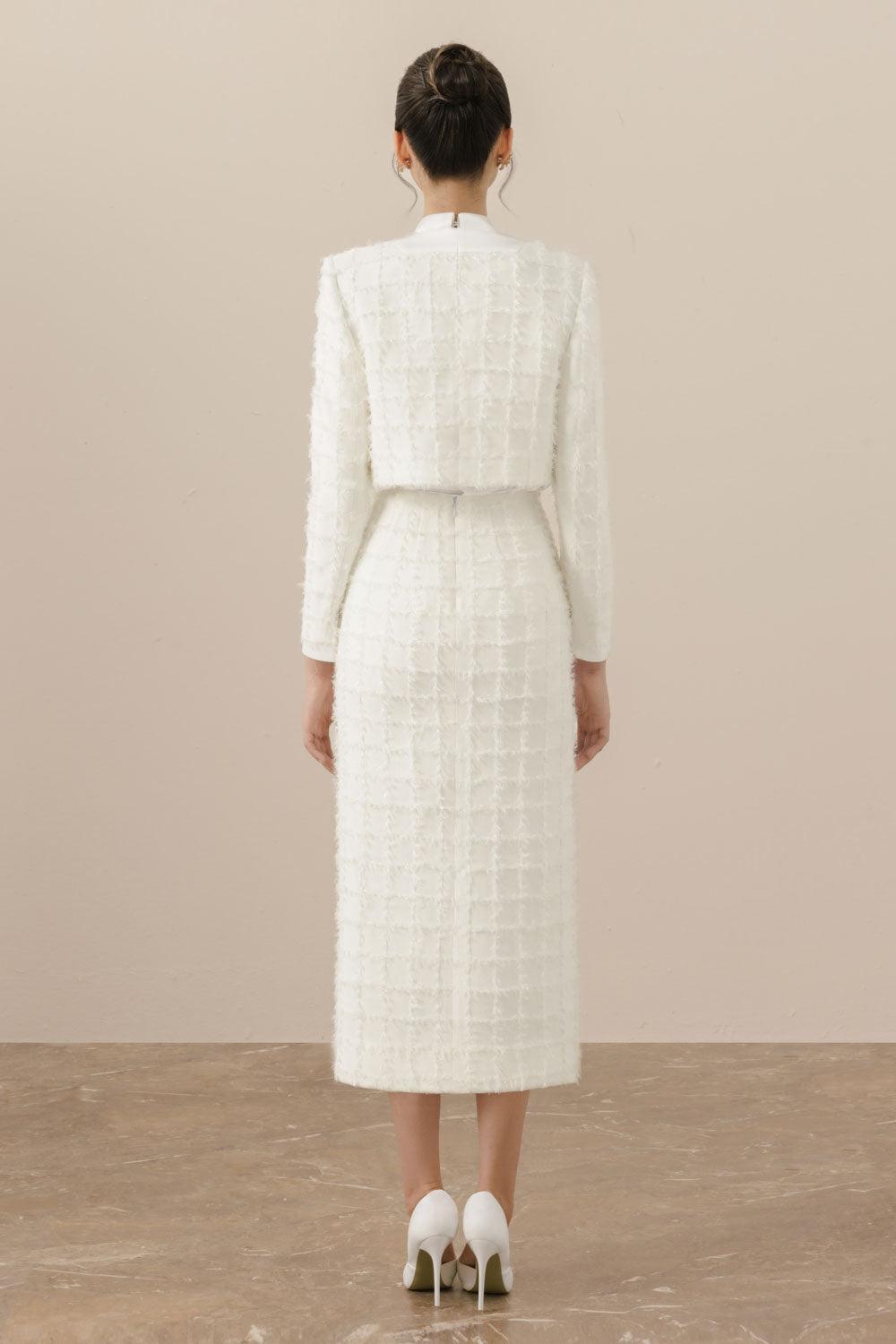 Lavinia Cropped Long Sleeved Tweed Jacket - MEAN BLVD