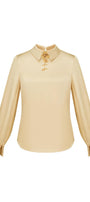 Lavinia Straight Collared Neck Polyester Silk Top - MEAN BLVD