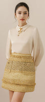 Lavinia Straight Collared Neck Polyester Silk Top - MEAN BLVD