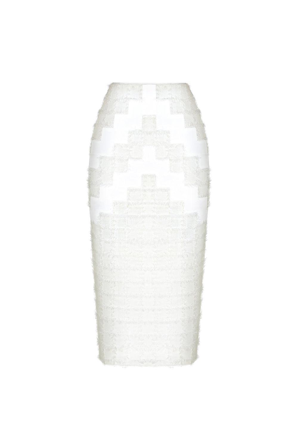 Lavinia Straight Fringed Tweed Midi Skirt - MEAN BLVD