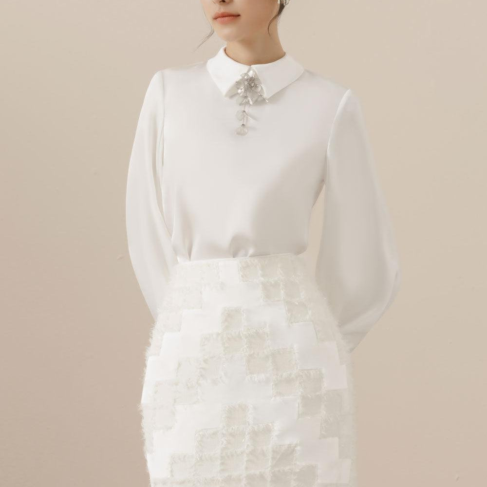 Lavinia Straight Fringed Tweed Midi Skirt - MEAN BLVD