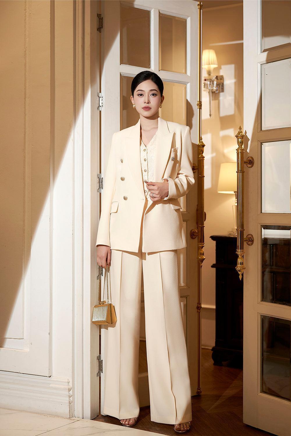 Lavinia Straight High Waist Cotton Floor Length Trousers - MEAN BLVD