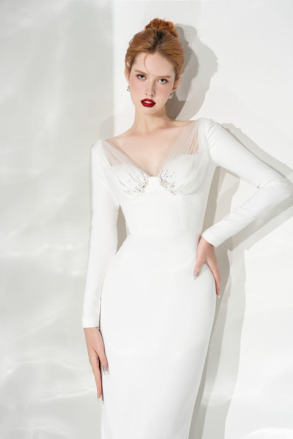 Lavish Sheath Long Sleeved Cotton Midi Dress - MEAN BLVD