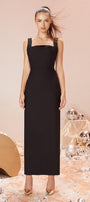 Lavish Sheath Square Neck Wool Cotton Ankle Length Dress - MEAN BLVD