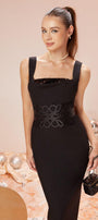 Lavish Sheath Square Neck Wool Cotton Ankle Length Dress - MEAN BLVD