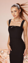 Lavish Sheath Square Neck Wool Cotton Ankle Length Dress - MEAN BLVD