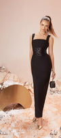 Lavish Sheath Square Neck Wool Cotton Ankle Length Dress - MEAN BLVD