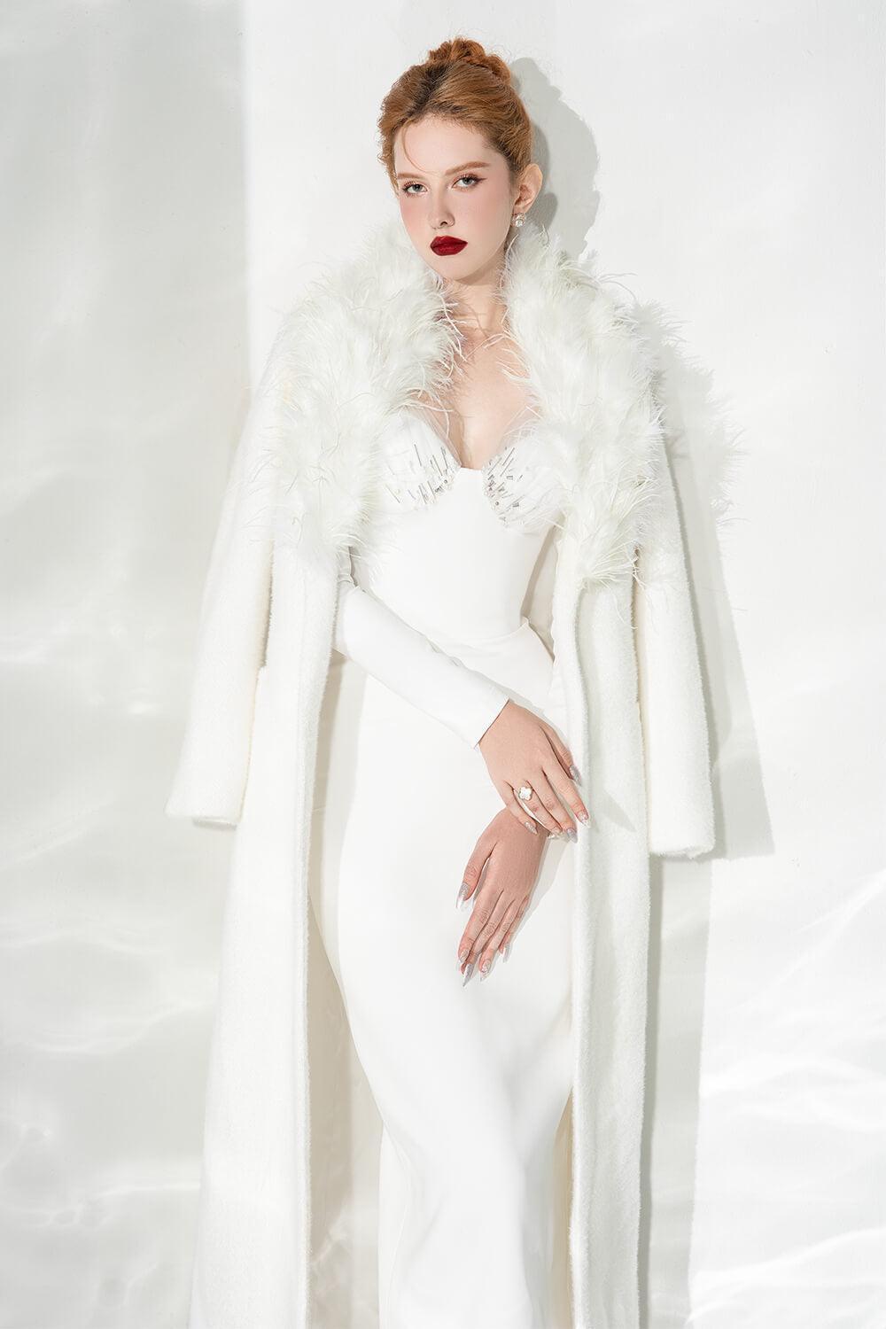 Lavish Straight Feather Tweed Trench Coat - MEAN BLVD