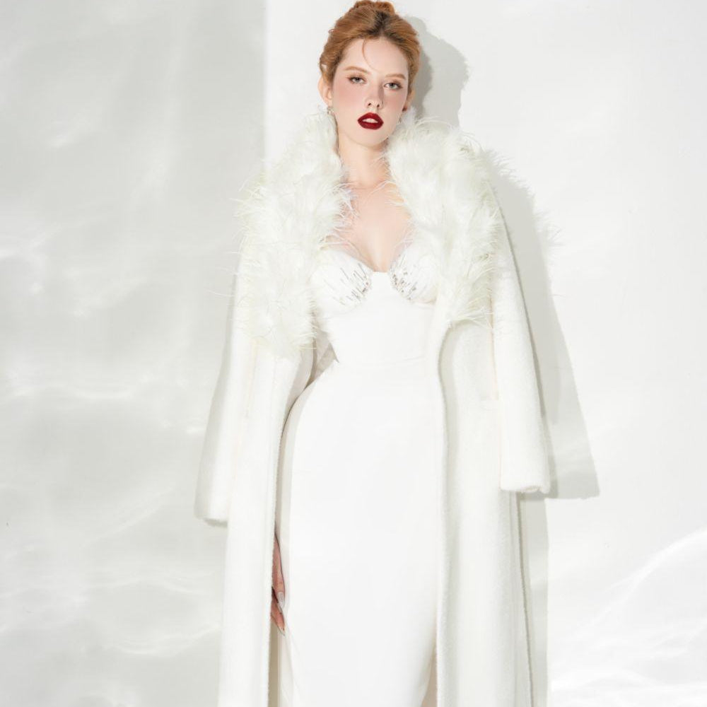 Lavish Straight Feather Tweed Trench Coat - MEAN BLVD