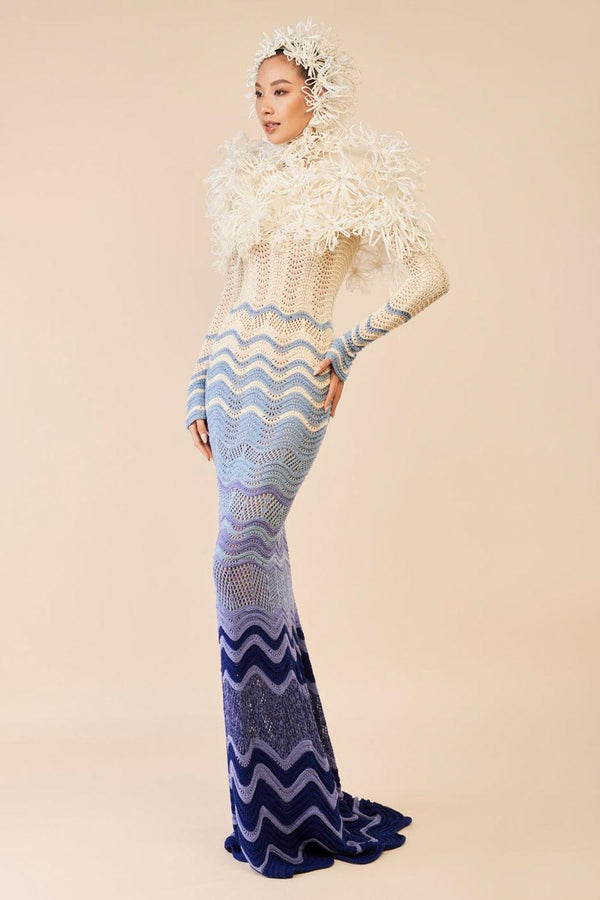 Layla Mermaid Long Sleeved Wool Floor Length Dress - MEAN BLVD