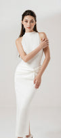 Layla Sarong Back Slit Cotton Spandex Ankle Length Skirt - MEAN BLVD
