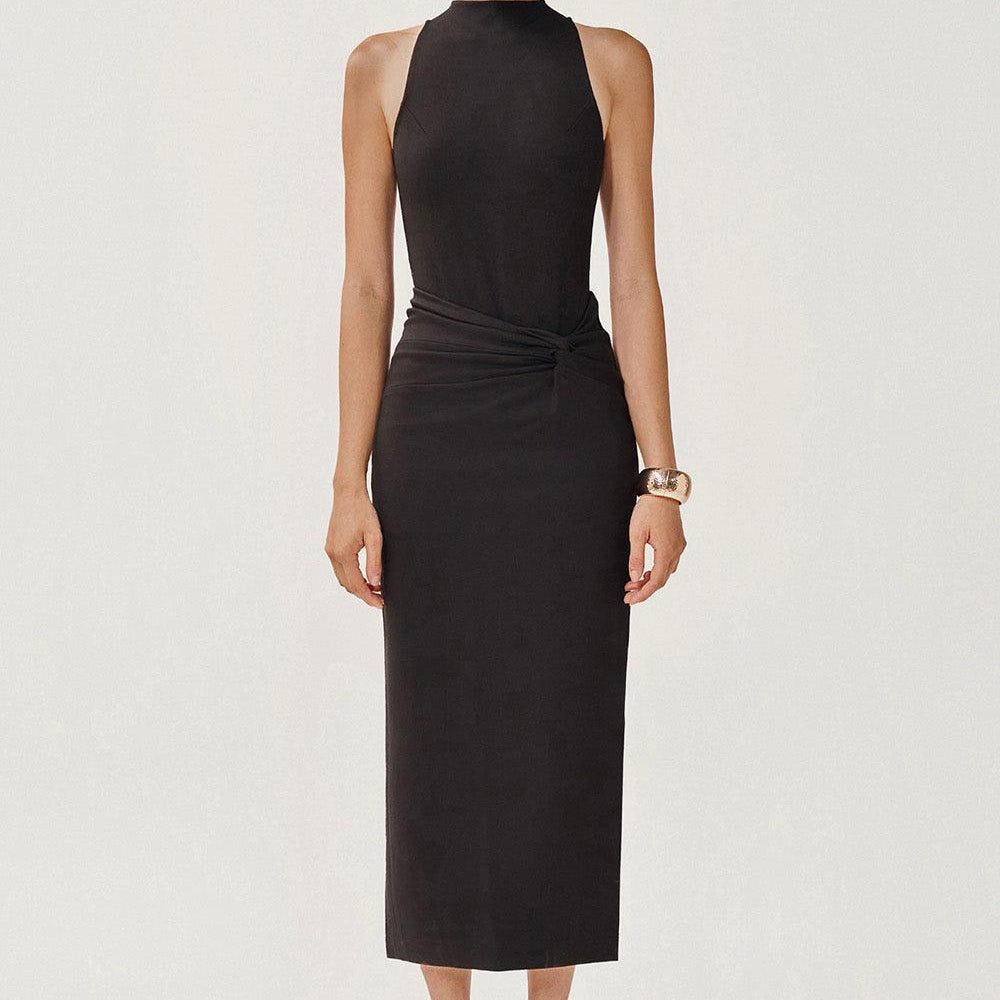 Layla Sarong Back Slit Cotton Spandex Ankle Length Skirt - MEAN BLVD