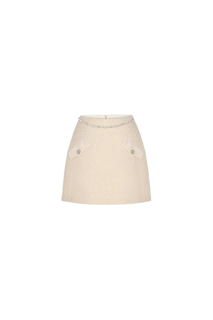 Lea A-line Button Tweed Mini Skirt - MEAN BLVD
