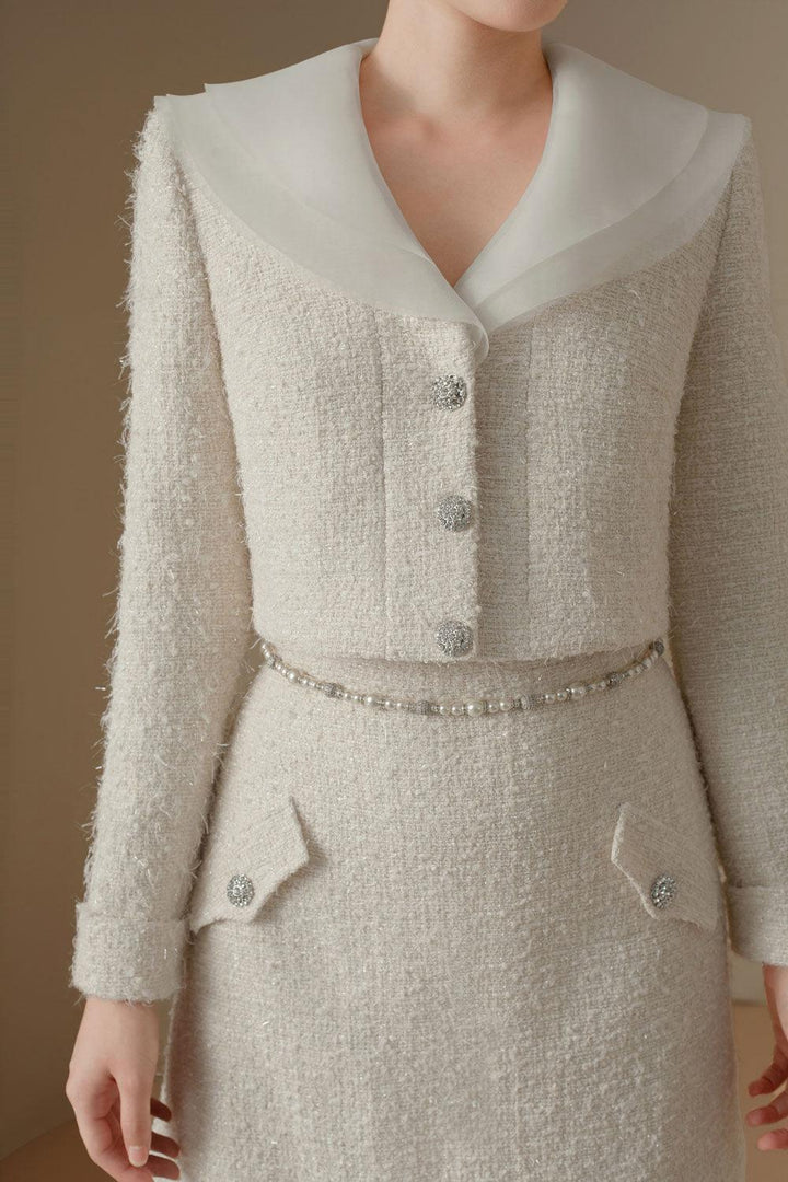 Lea A-line Button Tweed Mini Skirt - MEAN BLVD