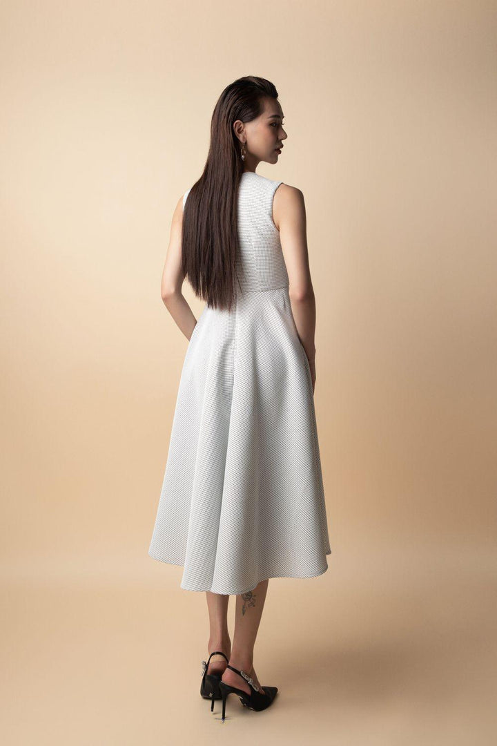Leah A-line Sleeveless Brocade Midi Dress - MEAN BLVD