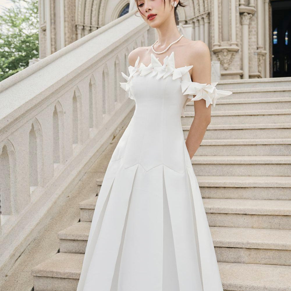 Leila Drop Waist Off-Shoulder Rayon Midi Dress - MEAN BLVD