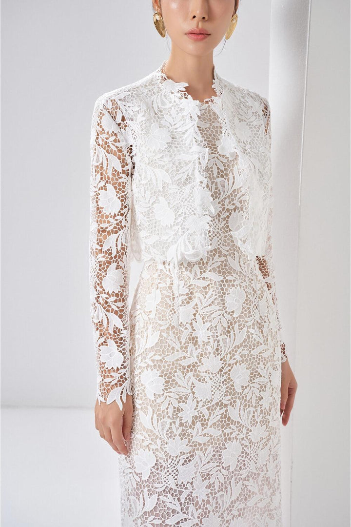 Leila Straight Long Sleeved Lace Midi Set - MEAN BLVD