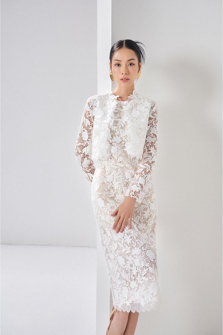 Leila Straight Long Sleeved Lace Midi Set - MEAN BLVD