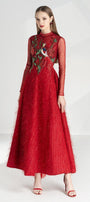 Lena A-line Flower Applique Silk Ankle Length Dress - MEAN BLVD