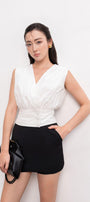 Lenora Gathered V-Neck Silk Top - MEAN BLVD
