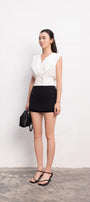 Lenora Gathered V-Neck Silk Top - MEAN BLVD