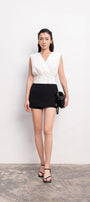 Lenora Gathered V-Neck Silk Top - MEAN BLVD