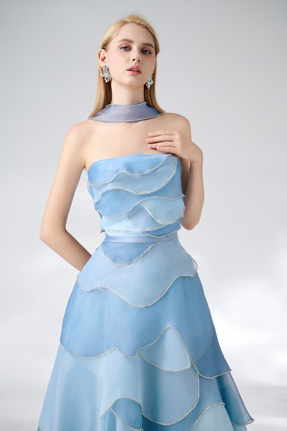 Leonard Layered Straight Across Neck Organza Ankle Length Dress - MEAN BLVD