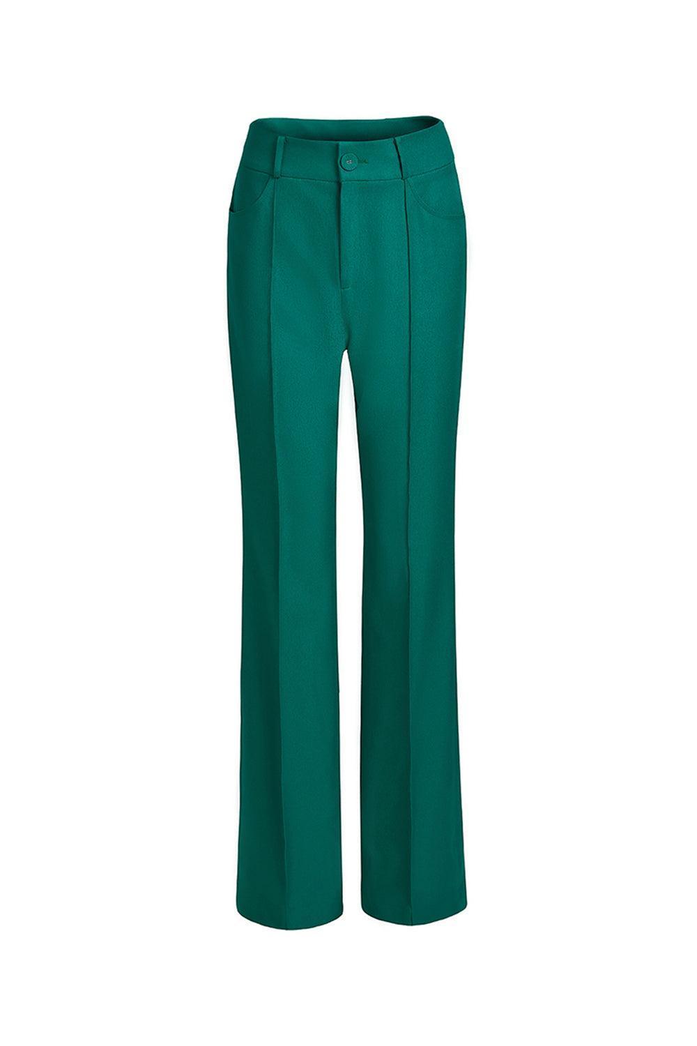 Leshley Straight High Waist Cotton Blend Floor Length Trousers - MEAN BLVD