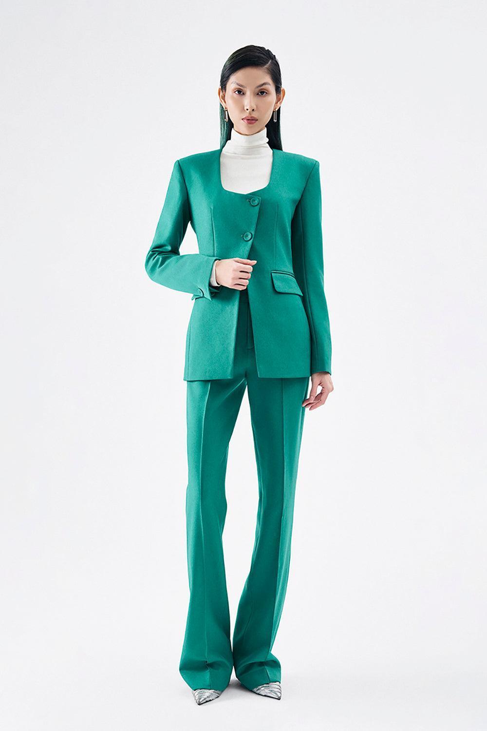 Leshley Straight High Waist Cotton Blend Floor Length Trousers - MEAN BLVD