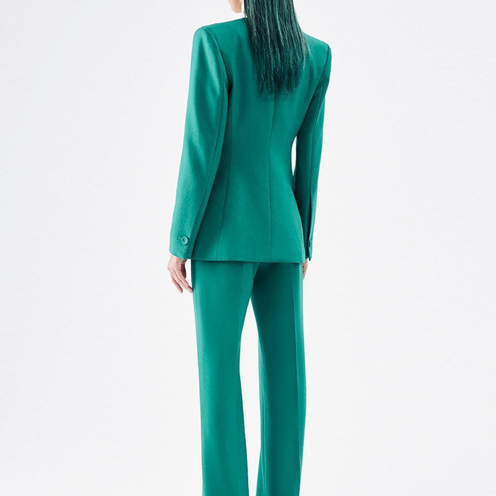 Leshley Straight High Waist Cotton Blend Floor Length Trousers - MEAN BLVD