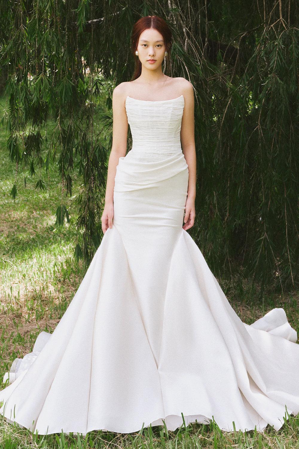 Letica Mermaid Scoop Neck Taffeta Silk Floor Length Dress - MEAN BLVD