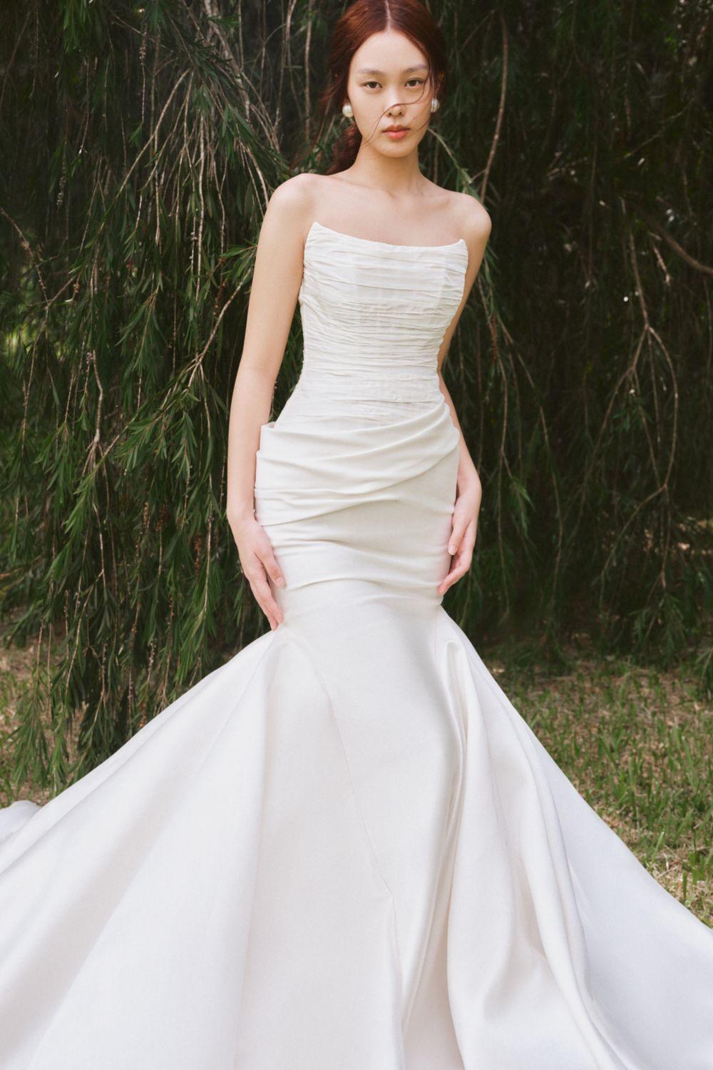 Letica Mermaid Scoop Neck Taffeta Silk Floor Length Dress - MEAN BLVD