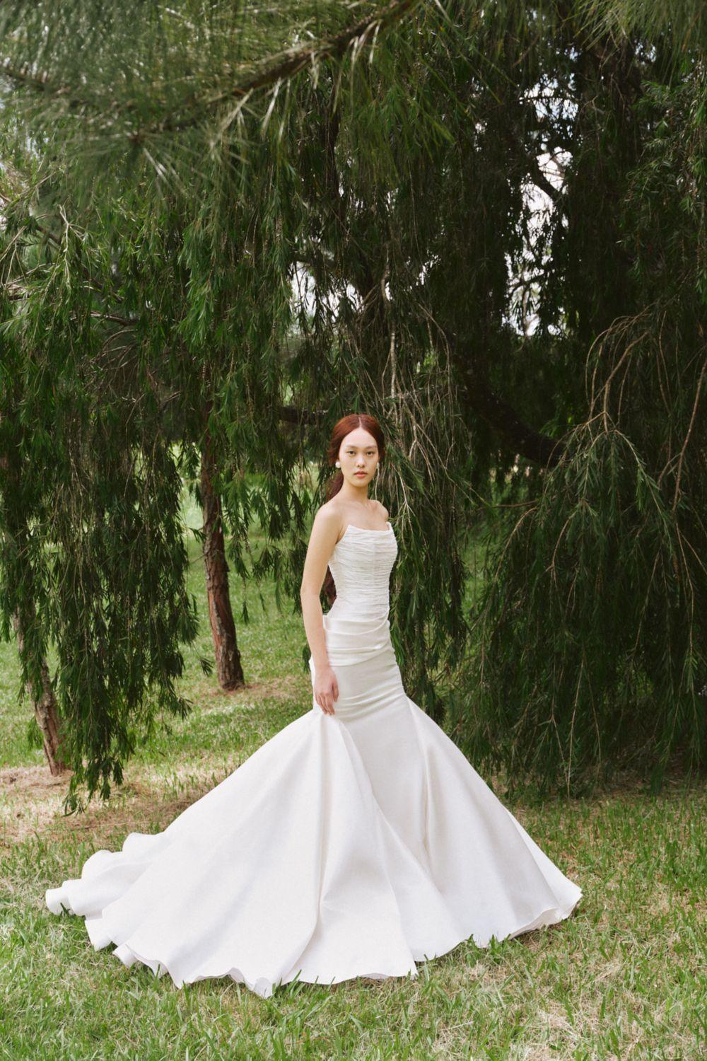 Letica Mermaid Scoop Neck Taffeta Silk Floor Length Dress - MEAN BLVD