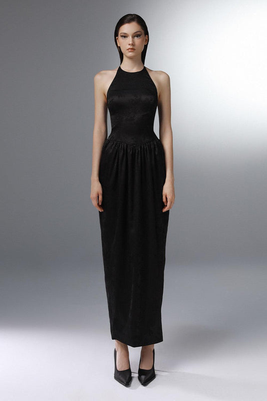 Levity Pegged Round Neck Silk Ankle Length Dress - MEAN BLVD