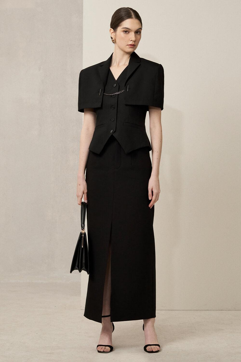 Lexi Cropped Notch Lapel Polycotton Cape - MEAN BLVD