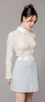 Lexie A-line Button Polycotton Mini Skirt - MEAN BLVD