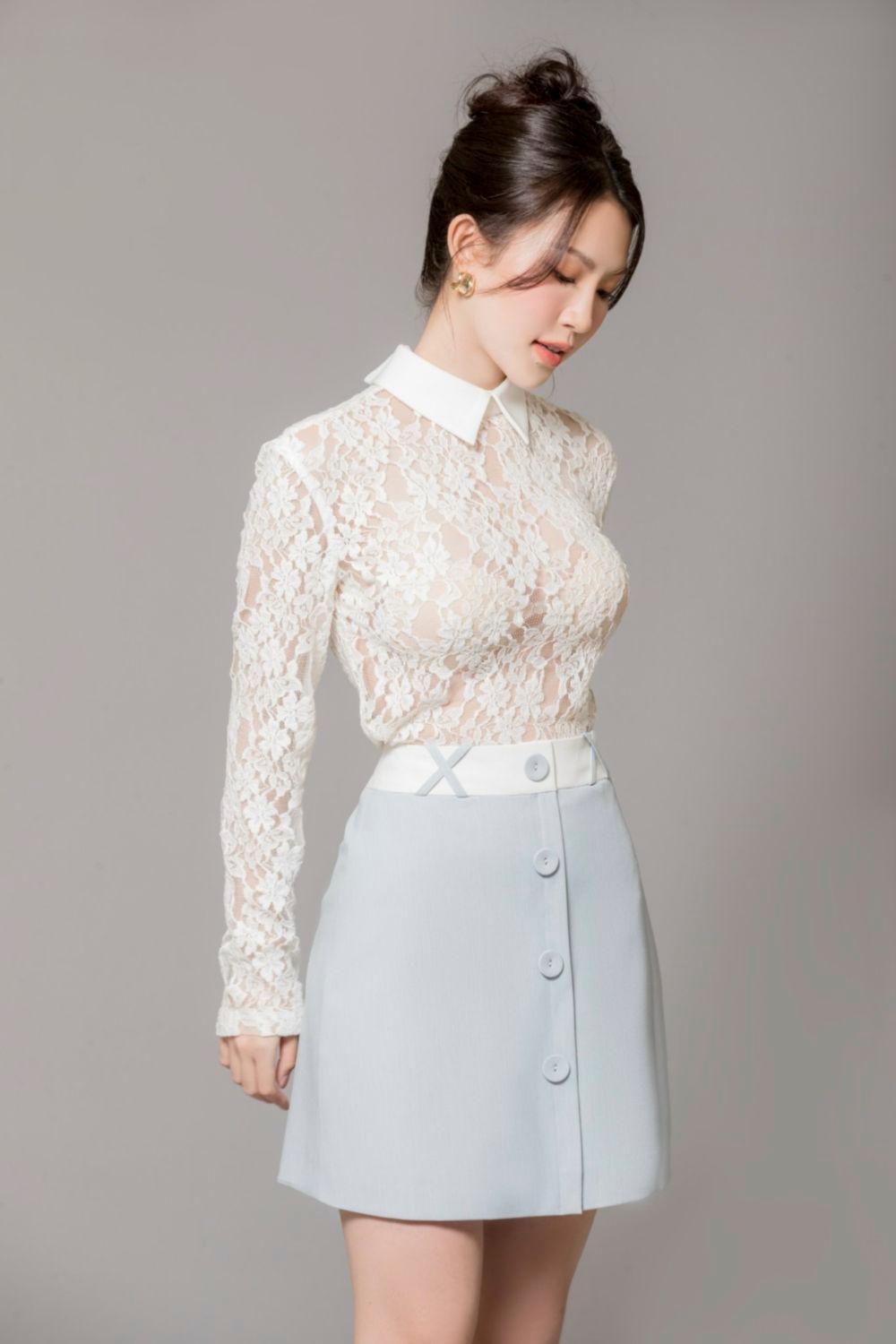 Lexie A-line Button Polycotton Mini Skirt - MEAN BLVD