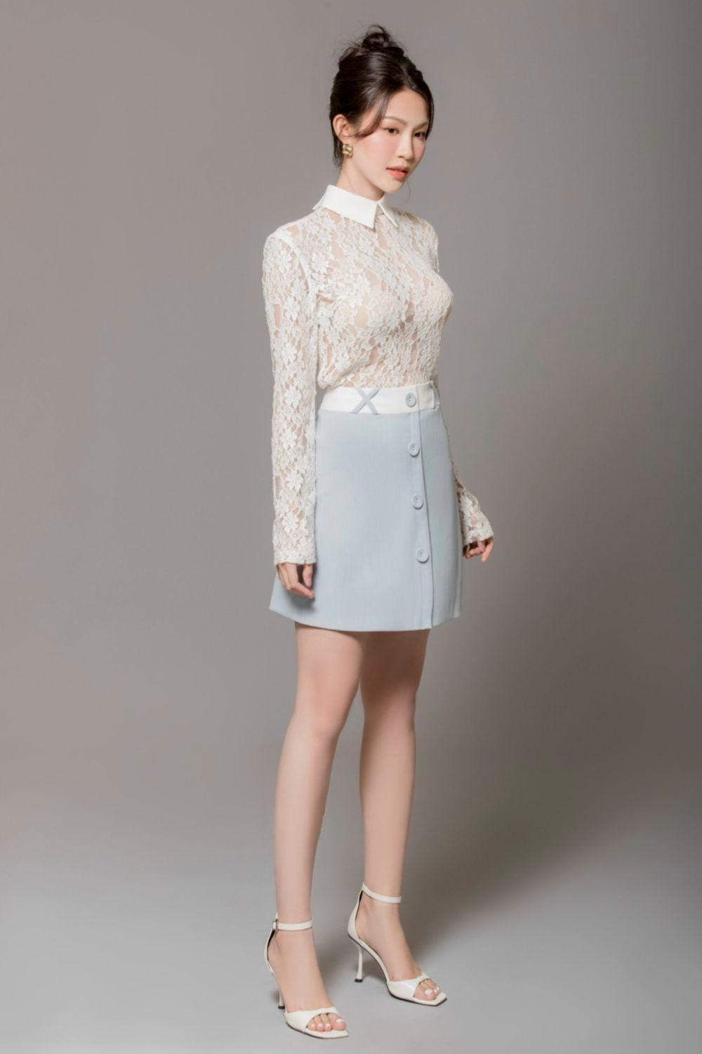 Lexie A-line Button Polycotton Mini Skirt - MEAN BLVD
