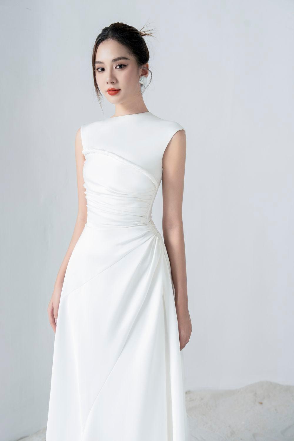 Lexie A-line Draped Silk Blend Midi Dress - MEAN BLVD