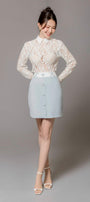 Lexie Straight Collared Neck Cotton Lace Top - MEAN BLVD
