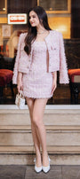 Lia A-line Square Neck Tweed Mini Dress - MEAN BLVD